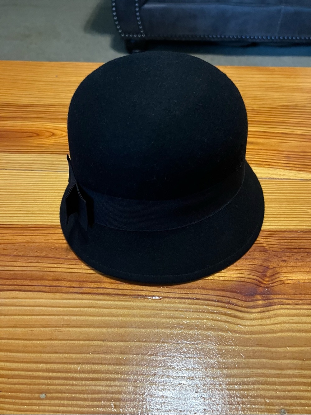 Classic Black Wool Cloche Hat